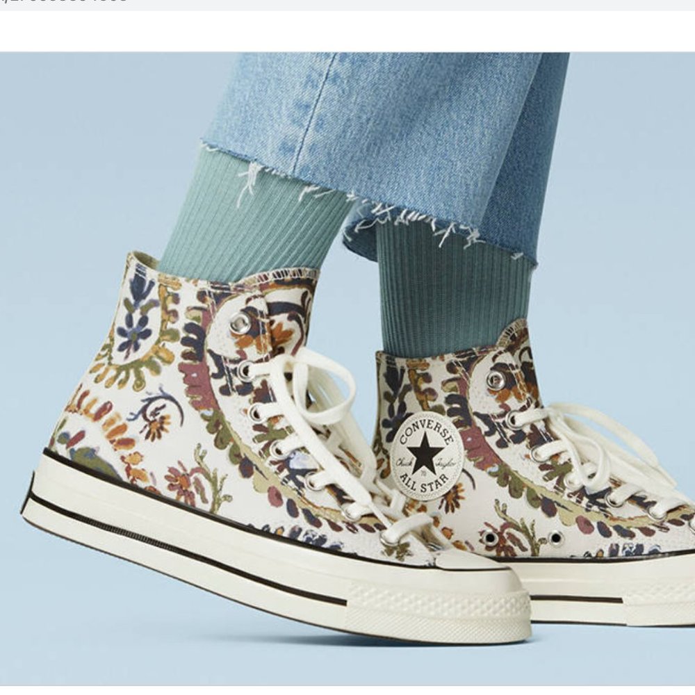 Converse Wmns Fall Florals Prints Chuck 70 High Tops Egret/Field Surplus - Picture 3 of 7